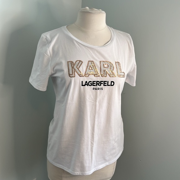 NWT Karl Lagerfeld Embellished Tee - Picture 1 of 6